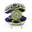 Bejeweled Purple Enamel Egg Figurine with Clock