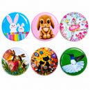 Set of 6 Bunnies, Hummingbird, Cats Easter Theme Fridge Magnets