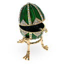 Crystal Rhombus on Green Enamel Royal Inspired Imperial Egg 3.15 Inches