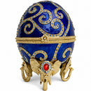 Jeweled Royal Elephant Egg Figurine 7.5 Inches