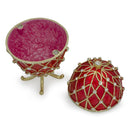 Royal Trellis with Crystals on Red Enamel Royal Inspired Metal Easter Egg 7 Inches