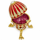 Red Enamel Jeweled Royal Inspired Imperial Metal Easter Egg 3.25 Inches