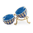 Blue Enamel Jeweled Royal Inspired Metal Easter Egg 3.25 Inches