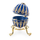 Blue Enamel Jeweled Royal Inspired Metal Easter Egg 3.25 Inches