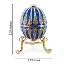 Blue Enamel Jeweled Royal Inspired Metal Easter Egg 3.25 Inches