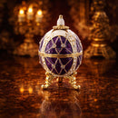 Trellis on Purple Enamel Royal Inspired Easter Egg 2.75 Inches