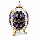 Trellis on Purple Enamel Royal Inspired Easter Egg 2.75 Inches