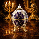 Trellis on Purple Enamel Royal Inspired Easter Egg 2.75 Inches