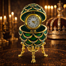 Green Enamel Pinecone Royal Inspired Imperial Easter Egg with Clock Surprise