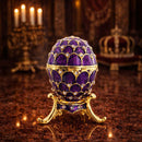 Jeweled Golden Arches on Purple Enamel Royal Inspired Imperial Easter Egg 2.25 Inches