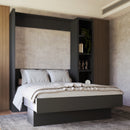 Easy-Lift Queen Murphy Wall Bed in Black with Bookshelf