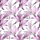 White Wallpaper with Pink Leaves