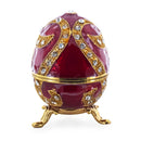 Oriental Style Red Enamel Royal Inspired Imperial Metal Easter Egg 2.75 Inches