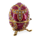 Oriental Style Red Enamel Royal Inspired Imperial Metal Easter Egg 2.75 Inches