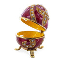 Oriental Style Red Enamel Royal Inspired Imperial Metal Easter Egg 2.75 Inches