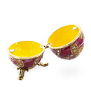 Oriental Style Red Enamel Royal Inspired Imperial Metal Easter Egg 2.75 Inches
