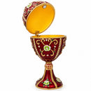 Green Flowers on Red Enamel Royal Inspired Imperial Metal Easter Egg