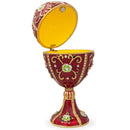 Green Flowers on Red Enamel Royal Inspired Imperial Metal Easter Egg