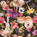 Forest Animals Between Flowers Wallpaper
