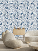 Fashionable Dark Blue Pattern Wallpaper