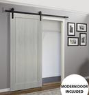 Quadro 4111 Grey Ash Barn Door and Black Rail