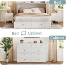 Queen Murphy Bed Cabinet With Storage And Charging Station Distressed White