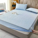 Quilted blue latex fitted sheet set bedroom cooling mattress pad