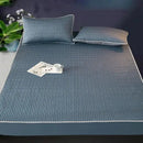 Quilted blue latex fitted sheet set bedroom cooling mattress pad