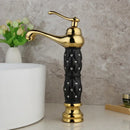 Quilted diamond decorbites golden plated bathroom basin faucet
