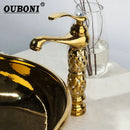 Quilted diamond decorbites golden plated bathroom basin faucet