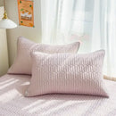 Quilted pink bed skirt set with silver trim bedroom bed pad