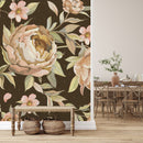 Stylish Dark Floral Wallpaper Contemporary