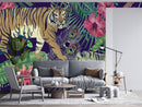 Fashionable Tigers Pattern Contemporary Wallpaper