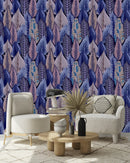 Dark Blue Palm Leaves Wallpaper