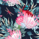 Exotic Flowers and Birds Wallpaper