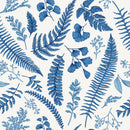 Modish Blue Fern Leaves Wallpaper Chic