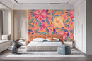 Contemporary Orange Floral Contemporary Wallpaper