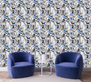 Voguish Blue Flowers Wallpaper Smart High-Quality