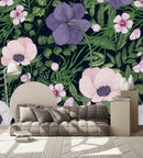 Dark Wallpaper with Flowers