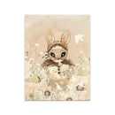 Rabbit Canvas Print Beige Kids Room