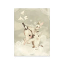 Rabbit Canvas Print Beige Kids Room