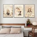 Rabbit Canvas Print Beige Kids Room
