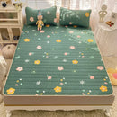 Rainbow striped cartoon print mattress set bedroom quilted cushion