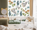Wild Flowers & Green Leaves - Fabric Nursery Wall Art Decals