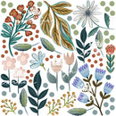 Wild Flowers & Green Leaves - Fabric Nursery Wall Art Decals