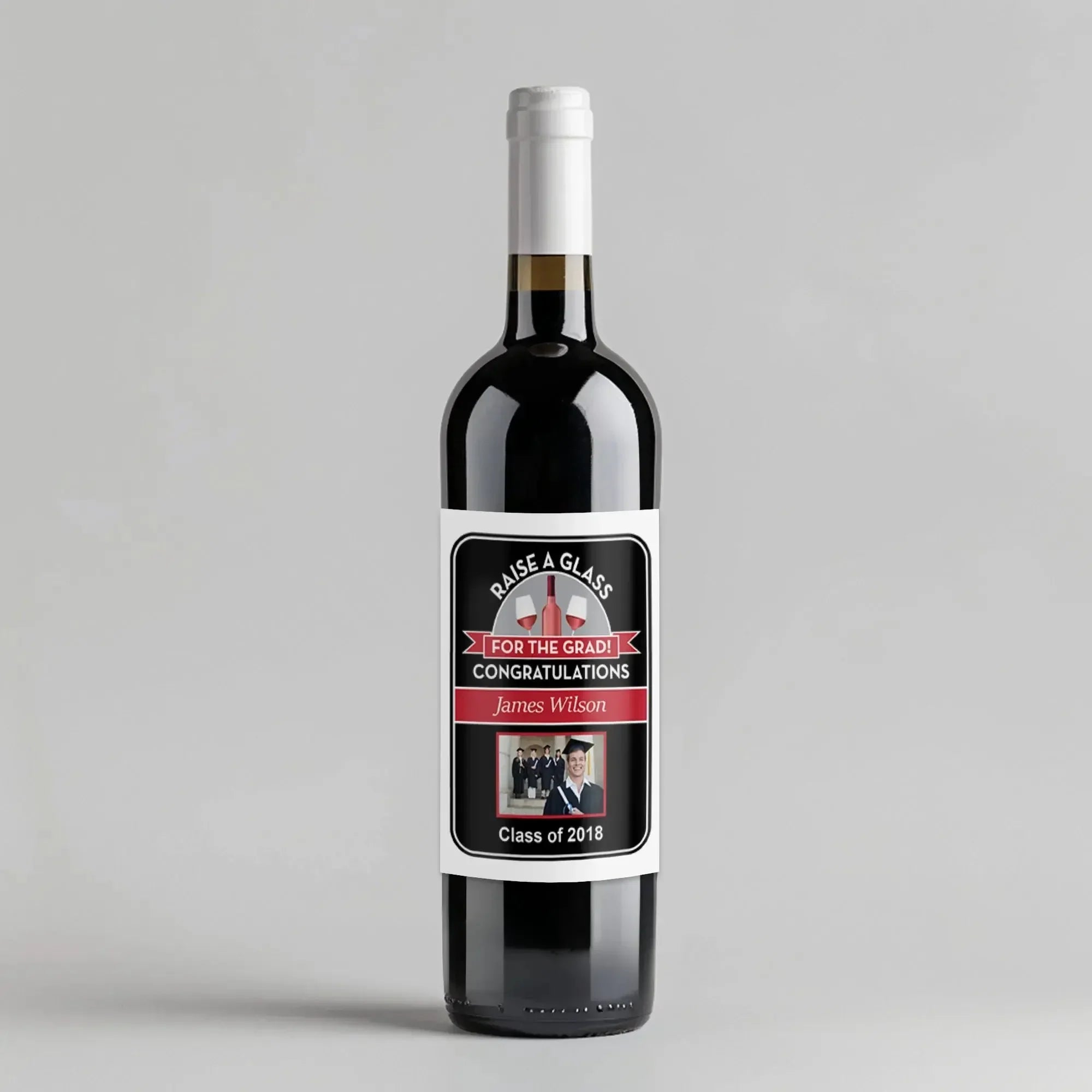 Raise A Glass Black Graduation Wine Label