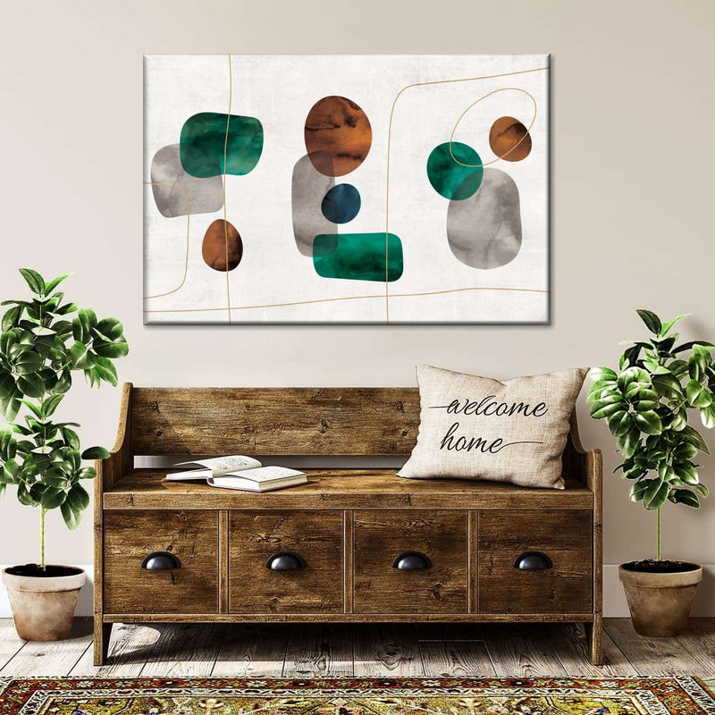 Emerald And Amber Shapes Wall Art