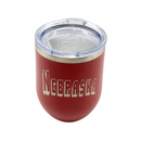 12 oz Stainless Steel Stemless Wine Tumbler | Nebraska Engraved | Red | Customizable | RCK Creations & More