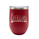 12 oz Stainless Steel Stemless Wine Tumbler | Nebraska Engraved | Red | Customizable | RCK Creations & More