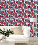 Blue Monstera Leaves and Pomegranate Wallpaper